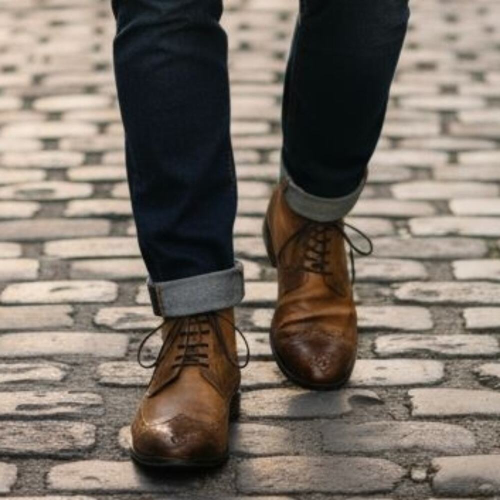 Undandy Chukka Wingtip Brogue Dress Boots GUC Size 43 US 10    S3999 - Picture 8 of 15